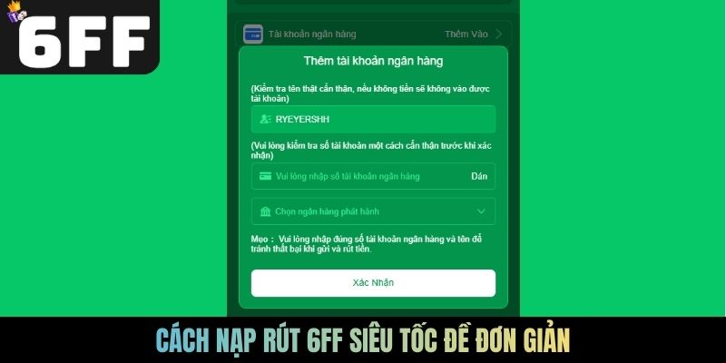 Cách nạp rút 6FF siêu tốc đề đơn giản