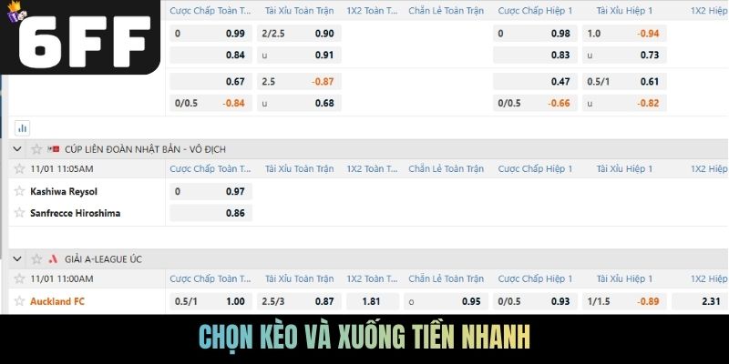 Chọn kèo và xuống tiền nhanh