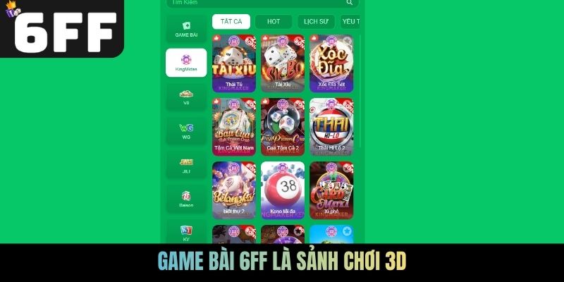 Game bài 6FF là sảnh chơi 3D