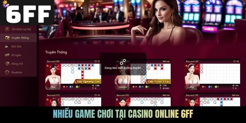 Nhiều game chơi tại Casino online 6FF