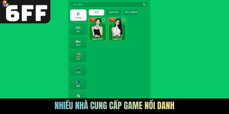 Nhiều nhà cung cấp game nổi danh